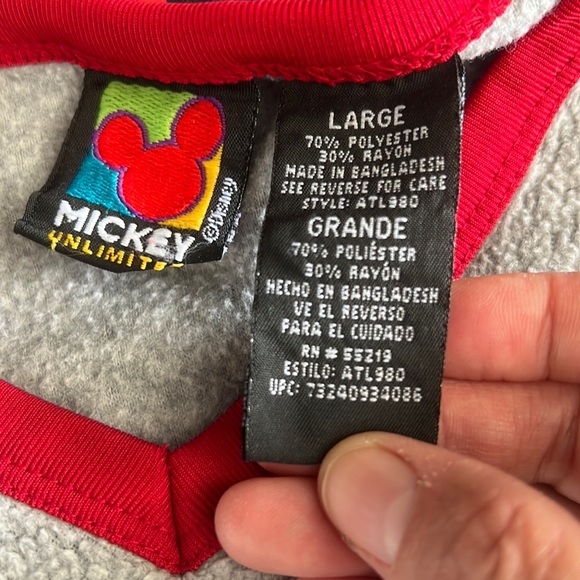 Disney, fuzzy sweatshirt, Mickey, large - Picture 3 of 6